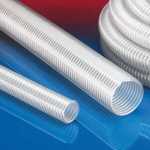 NORRES AIRDUC PUR-INOX 356 FOOD-AS (XHD) - EXTREMELY HIGHLY ABRASION-RESISTANT, SUPER HEAVY DUTY REINFORCED WITH STAINLESS STEEL (INOX), MICROBE RESISTANT, FOOD AND PHARMACEUTICAL, ANTISTATIC PREMIUM ETHER-POLYURETHANE HOSE