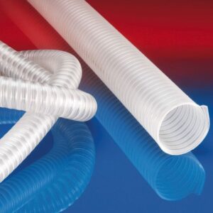 NORRES BARDUC PUR-INOX 382 FOOD-AS - EXTREMELY HIGHLY ABRASION-RESISTANT, SUPER HEAVY DUTY REINFORCED WITH STAINLESS STEEL (INOX), MICROBE RESISTANT, FOOD AND PHARMACEUTICAL, ANTISTATIC PREMIUM ETHER-POLYURETHANE HOSE